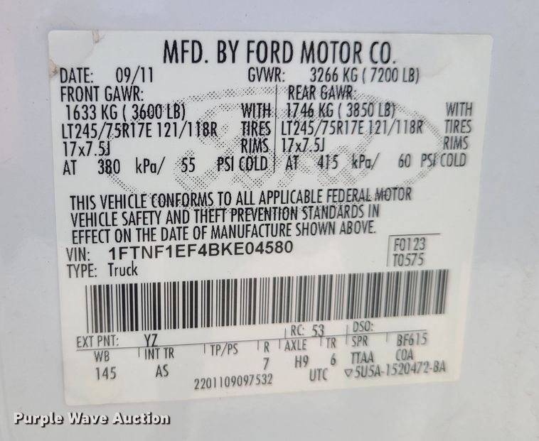 image for item LE9218 2011 Ford F150  pickup truck