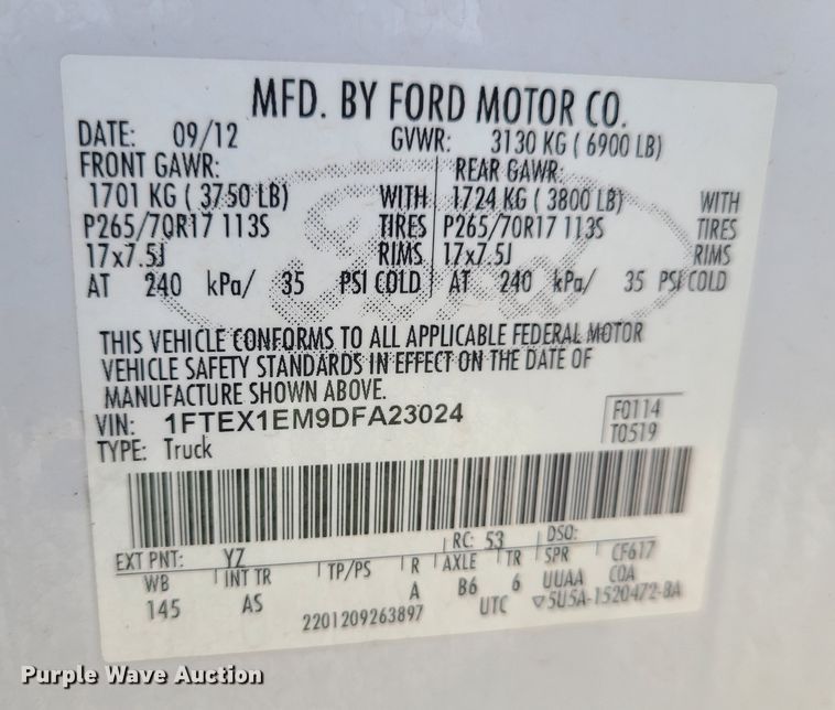 image for item LE9219 2013 Ford F150  SuperCab pickup truck