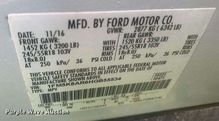 image for item LH9678 2017 Ford Explorer Police Interceptor  SUV