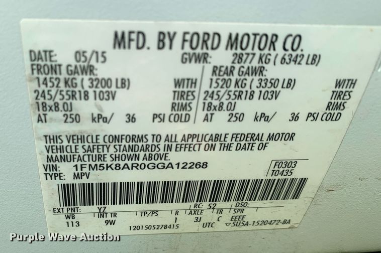 image for item LH9679 2016 Ford Explorer Police Interceptor  SUV