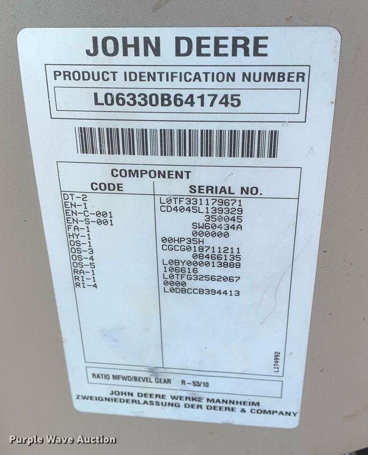 image for item LH9690 2010 John Deere 6330  tractor