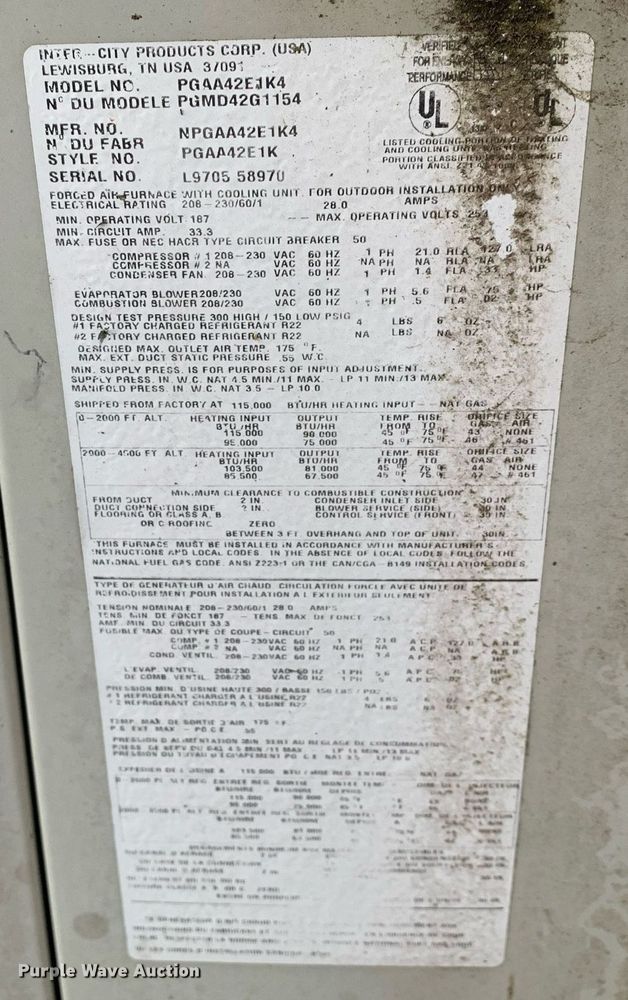 image for item LH9698 (2) Inter City Products HVAC units