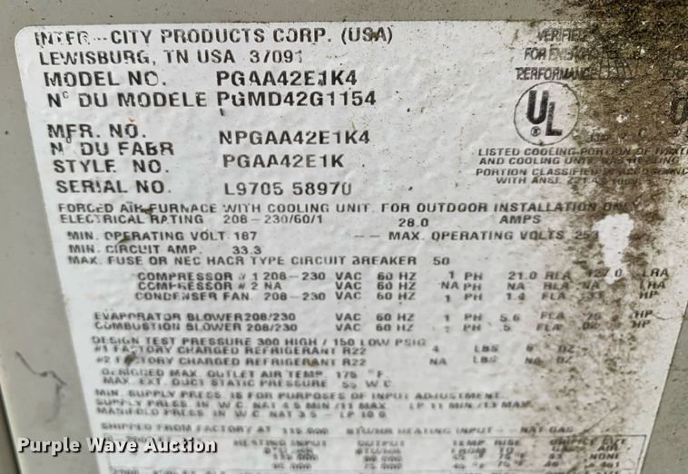 image for item LH9698 (2) Inter City Products HVAC units