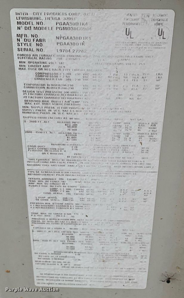 image for item LH9698 (2) Inter City Products HVAC units