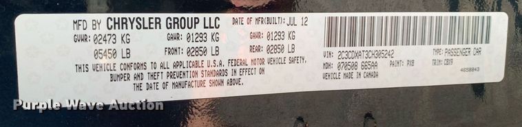 image for item LH9701 2012 Dodge Charger Police