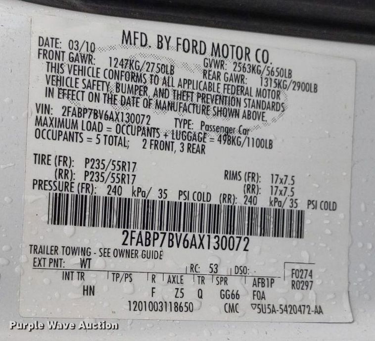 image for item LL9190 2010 Ford Crown Victoria Police Interceptor