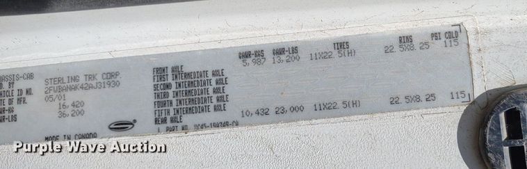 image for item LL9196 2002 Sterling Acterra  dump truck