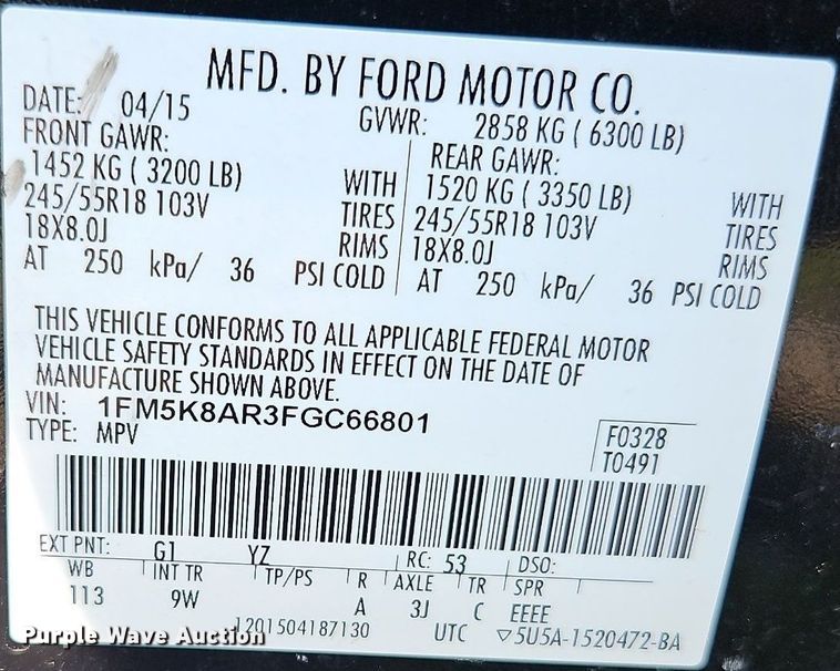 image for item LL9262 2015 Ford Explorer Police Interceptor  SUV