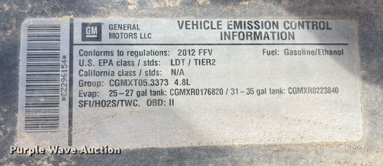 image for item LS9319 2012 Chevrolet Silverado 1500  Ext. Cab pickup truck