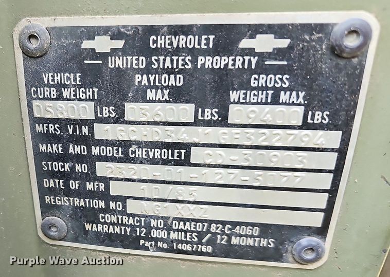 image for item LW9726 1986 Chevrolet D30  pickup truck