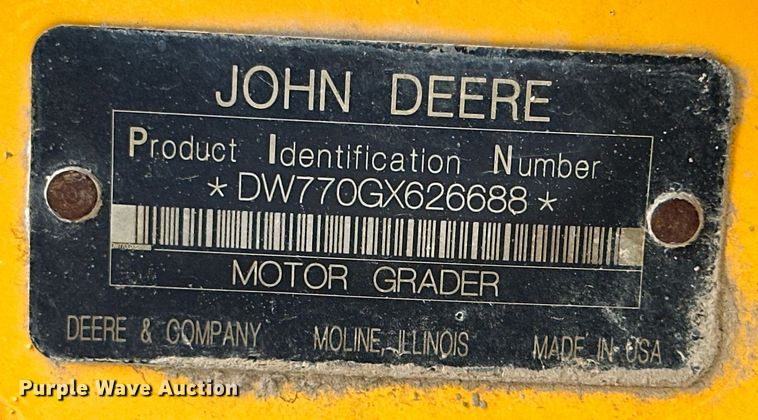 image for item MB9634 2009 John Deere 770G  motor grader
