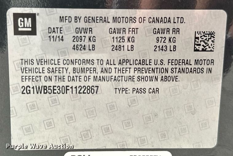 image for item MB9657 2015 Chevrolet Impala