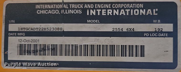 image for item MC9023 2002 International 2554  dump truck