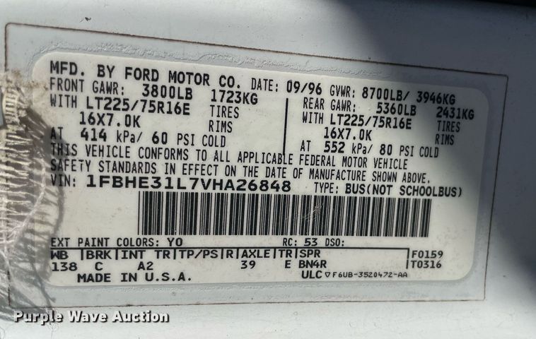 image for item ME9883 1997 Ford Club Wagon  van