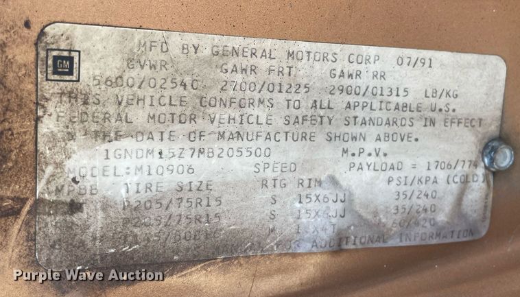 image for item ME9885 1991 Chevrolet Astro  van