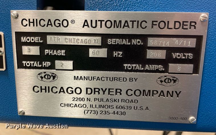 image for item ME9902 Chicago Dryer Company Air Chicago XL  laundry folder