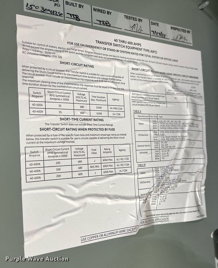 image for item MG9334 Zenith ZTG000A00040F  transfer switch