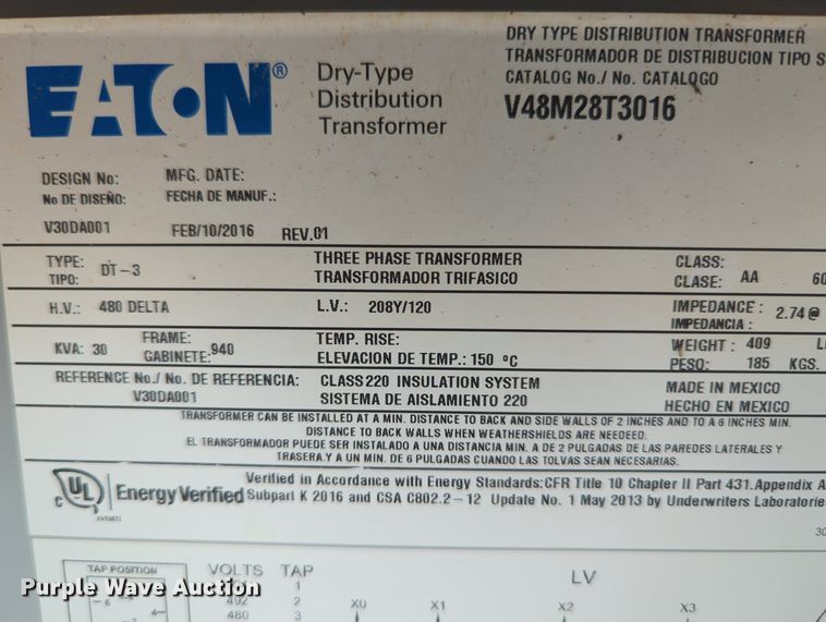 image for item MY9402 Eaton  transformer