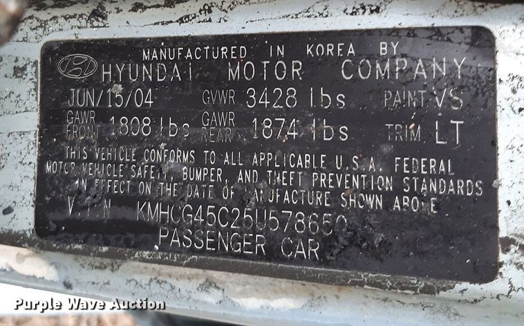 image for item MY9792 2005 Hyundai Accent