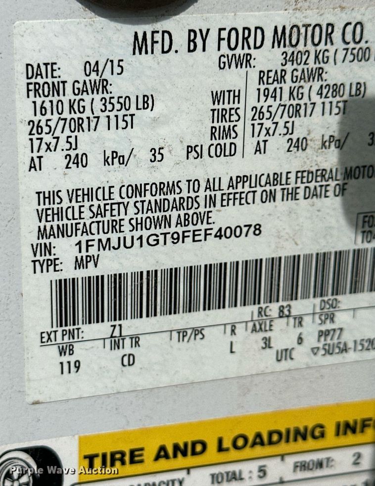 image for item NE9029 2015 Ford Expedition  SUV