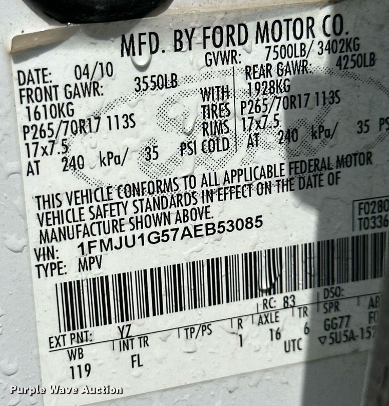 image for item NE9030 2010 Ford Expedition  SUV