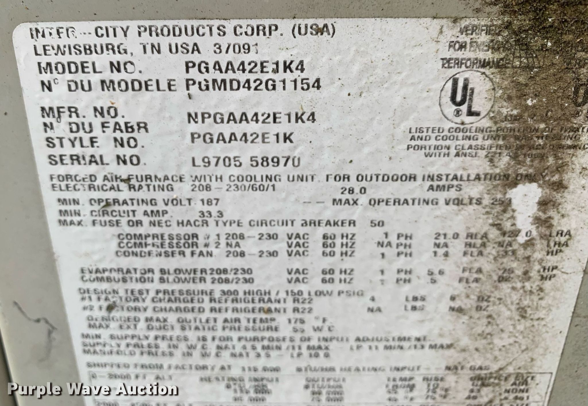 (2) Inter City Products HVAC units in Braggs, OK Item LH9698 sold