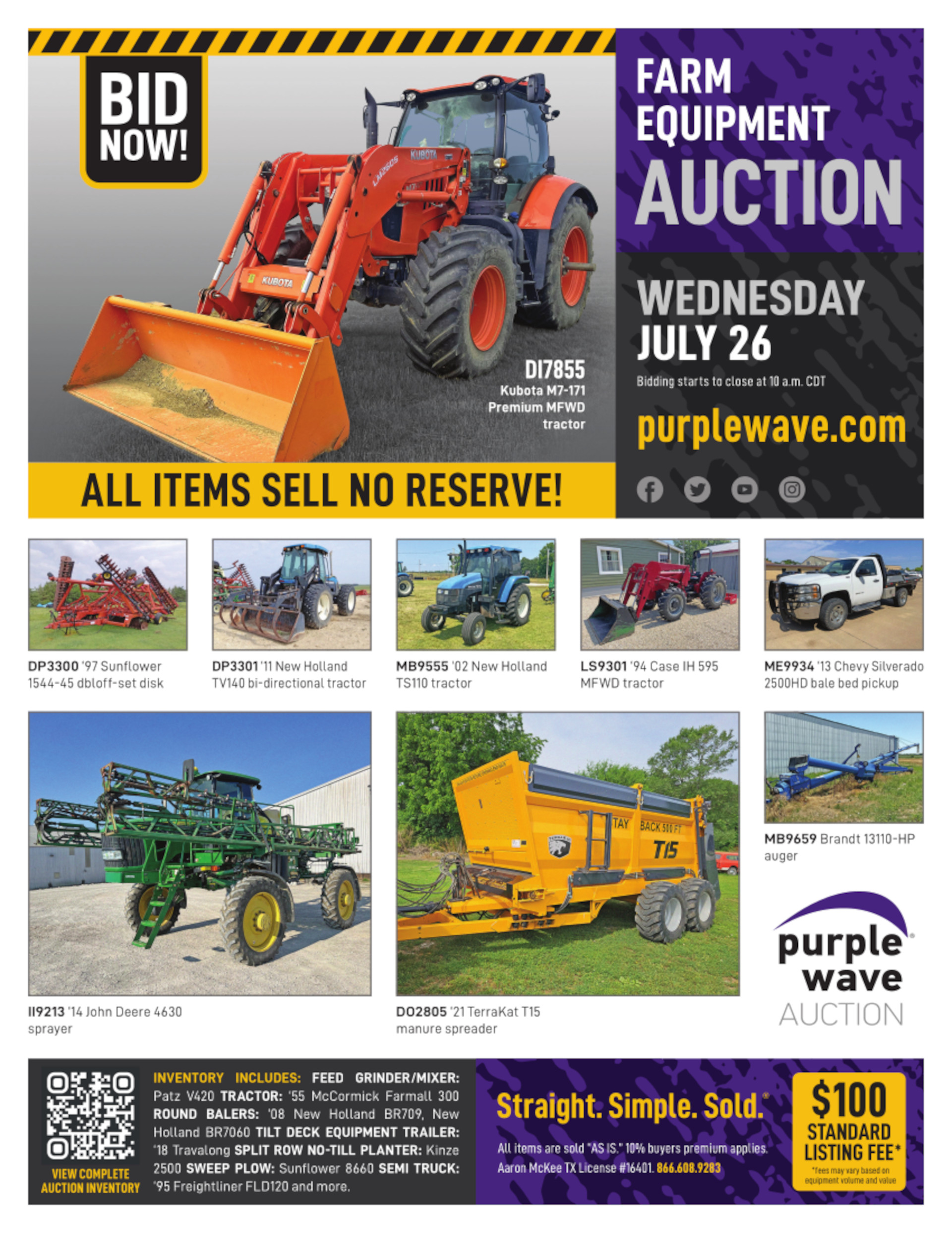 SOLD! Ag Equipment Auction Items Sold 7262023 Purple Wave