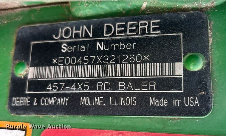 image for item DI7884 2004 John Deere 457 Mega Wide  round baler