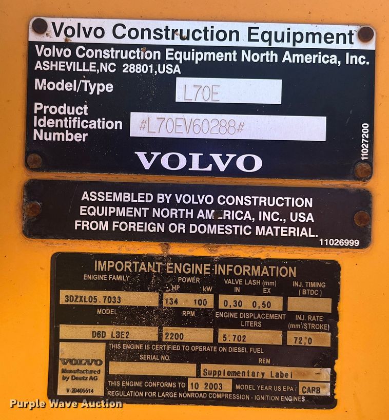 image for item DN4676 2004 Volvo L70E  wheel loader