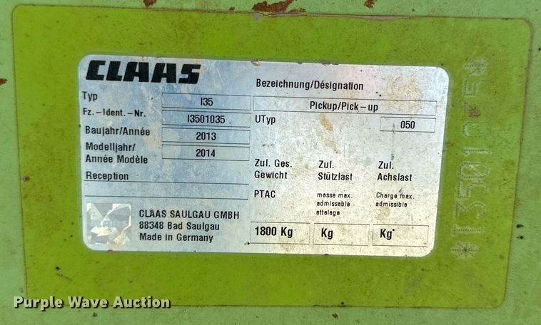 image for item DN4686 2014 Claas 380  pickup head