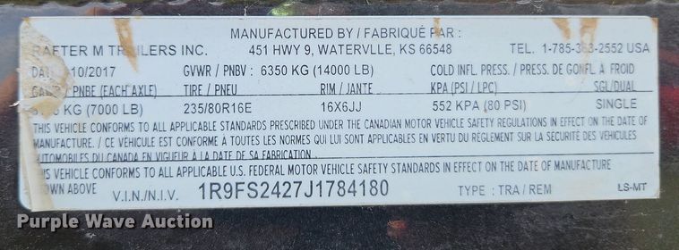 image for item DQ1772 2018 Travalong  tilt deck equipment trailer