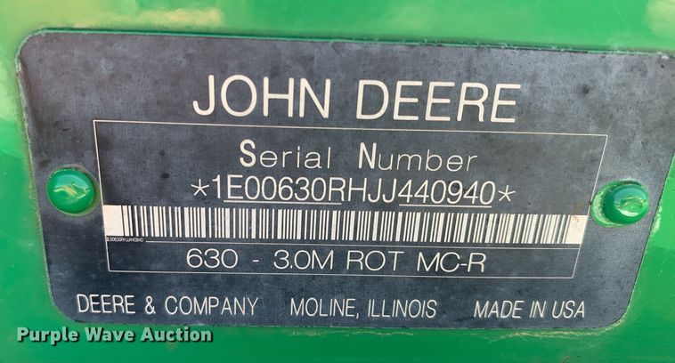 image for item LH9712 2018 John Deere 630  swather / windrower