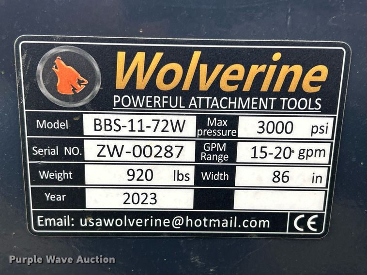 image for item MC9981 2023 Wolverine BBS-11-72W  skid steer broom