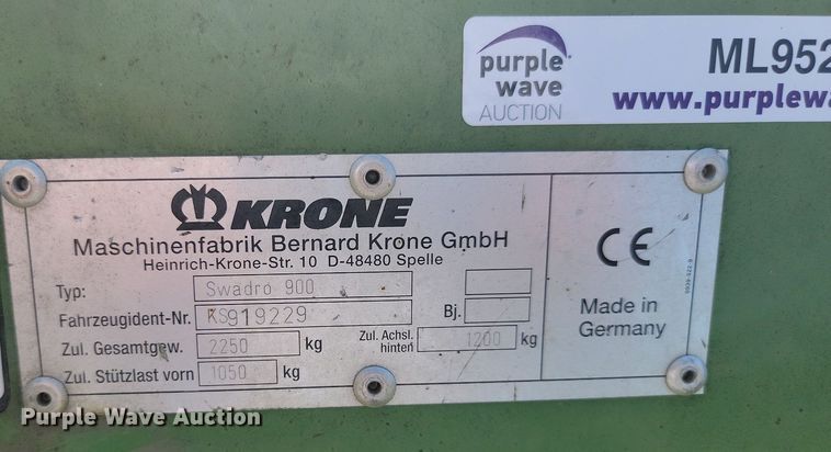 image for item ML9521 Krone Swadro 900  hay rake