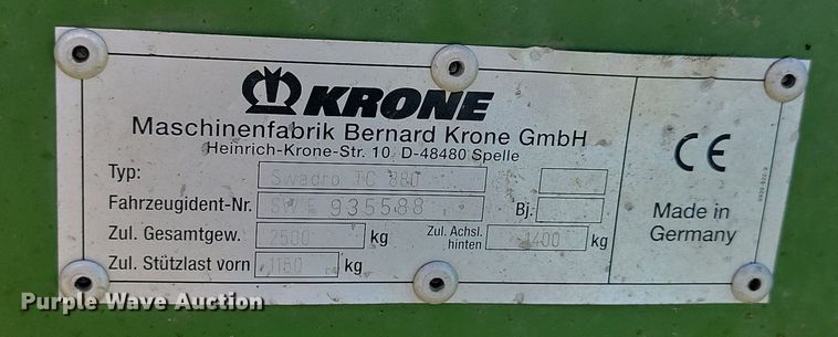 image for item ML9522 Krone Swadro TC880  hay rake
