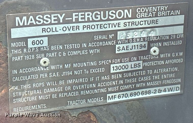 image for item OC9080 1983 Massey Ferguson 690  tractor