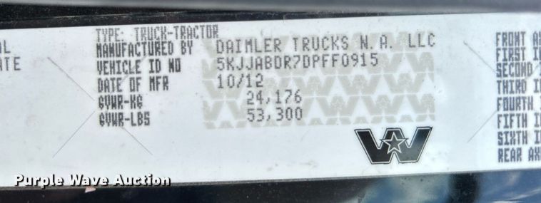 image for item KW9225 2013 Western Star 4900EX  semi truck