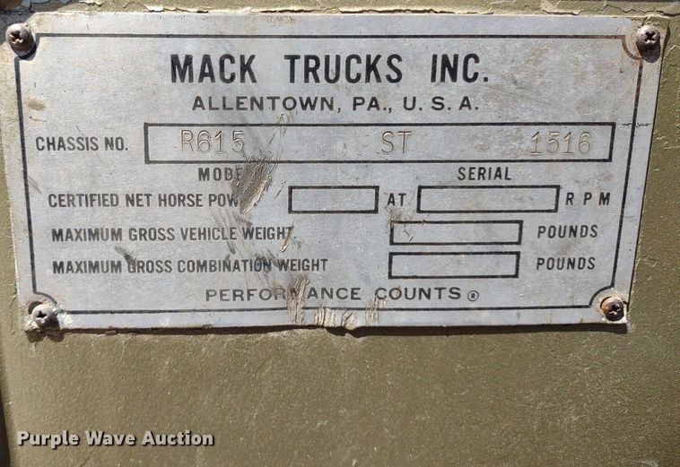 image for item LL9102 1966 Mack R600 semi truck