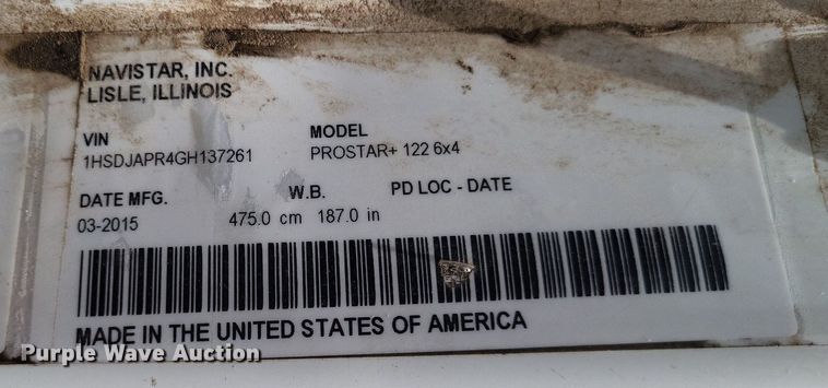 image for item LS9560 2016 International ProStar Plus  semi truck