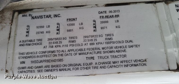 image for item LS9561 2014 International ProStar Plus  semi truck