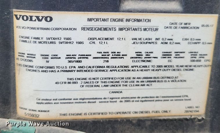 image for item LS9562 2014 Volvo VNM  semi truck