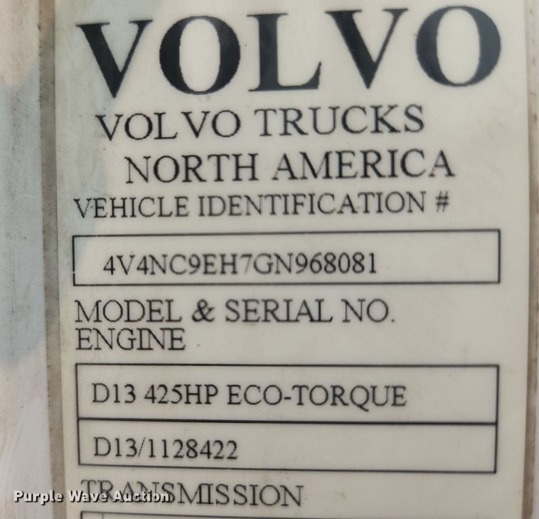 image for item LX9713 2016 Volvo VNL  semi truck