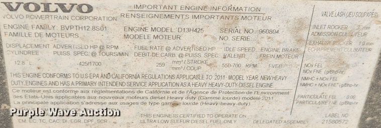 image for item LX9716 2012 Volvo VNL  semi truck