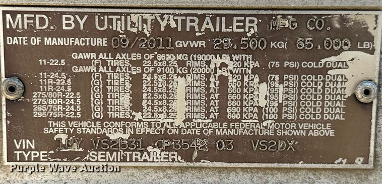 image for item MB9569 2012 Utility  dry van trailer