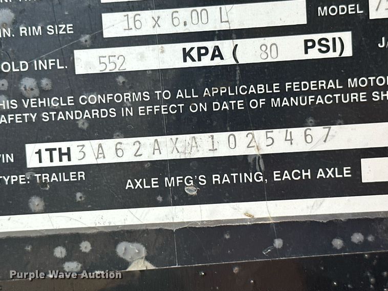 image for item MB9607 2010 Hillsboro 731T  equipment trailer