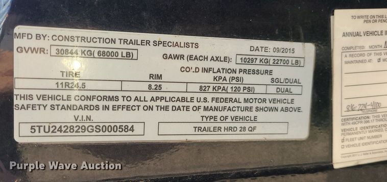 image for item MO9901 2016 CTS end dump trailer