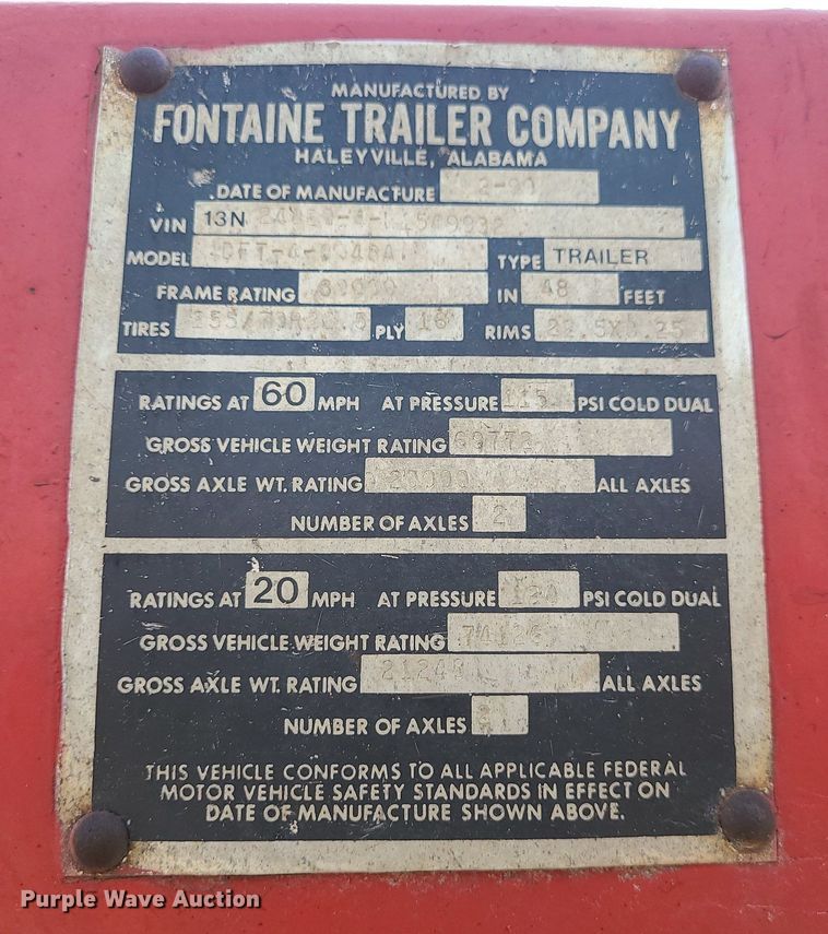 image for item MO9931 1990 Fontaine DFT-4-8048A  drop deck trailer