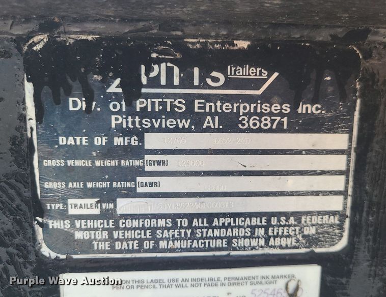 image for item MO9932 2005 Pitts  lowboy equipment trailer