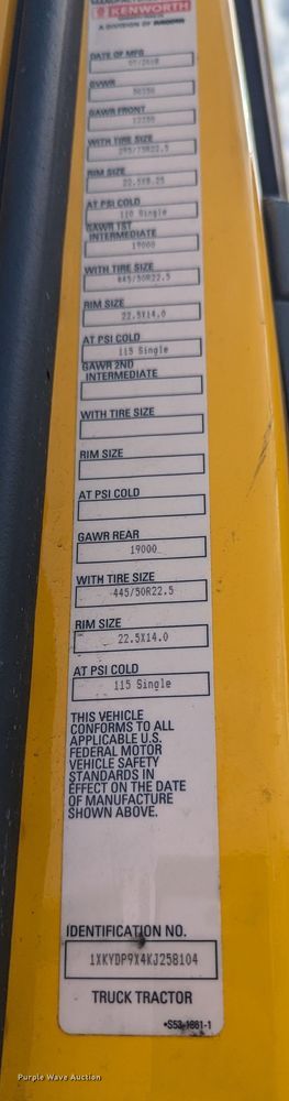 image for item MY9449 2019 Kenworth T680  semi truck