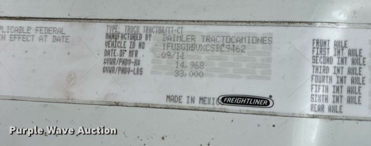 image for item NP9780 2012 Freightliner Cascadia  semi truck